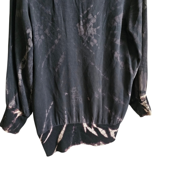 Monrow Black and Gray 100% Silk-Cotton Blend Top Womens Size Medium - Picture 4 of 6